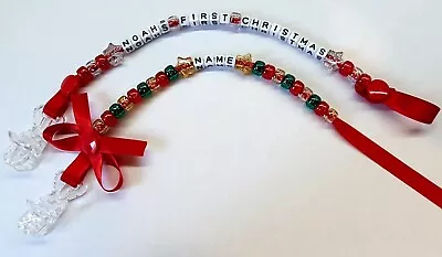 Personalised First Christmas 2023 New Year 2024 Dummy Clip. Any Name. Any Colour • £3.70