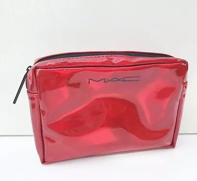 MAC Red Faux Patent Leather Makeup Cosmetic Bag Travel Pouch Purse Brand New! • $23.99