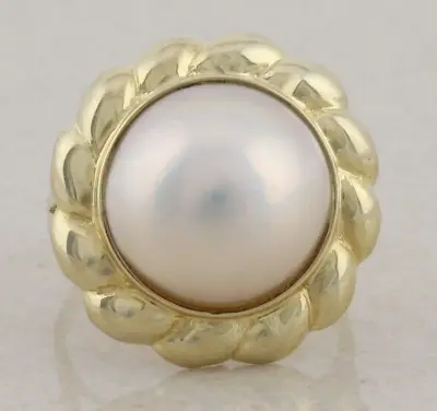 14k Yellow Gold Natural Mabe Pearl Ring Size 7 • $510