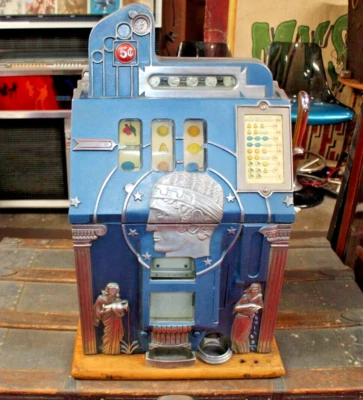 $4000 • Buy 1934 Mills Novelty Roman Head  Silver Bell  5c 3 Reel Vintage Slot Machine