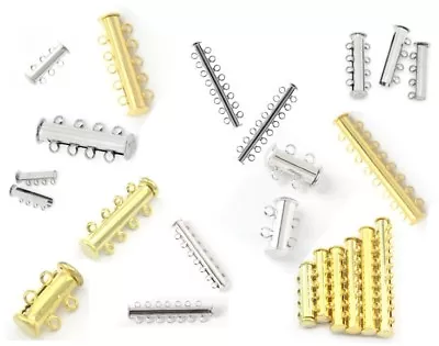£2.79 • Buy Multi Strand Magnetic Slide Clasps - 2 3 4 5 6 7 8 9 10 Strand Clasp Silver Gold