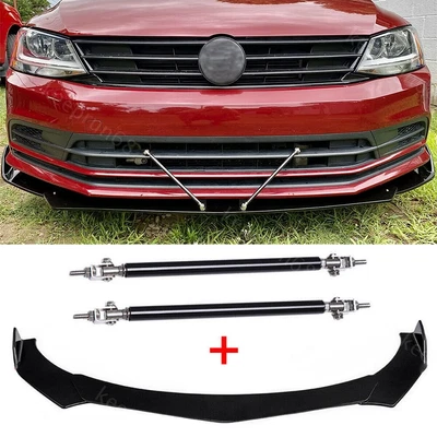 $45.99 • Buy Front Bumper Lip Spoiler Splitter + Strut Rods For VW Jetta Golf MK4 MK5 MK6 MK7