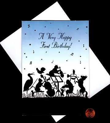 HTF Birthday  Animals Birds Cats Dogs Monkey Playing Music - Greeting Card • $4.95