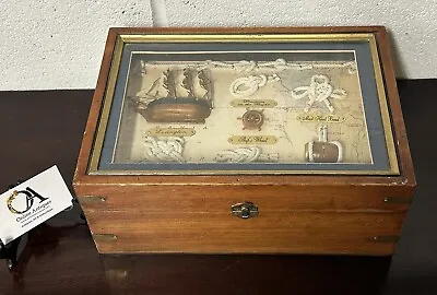 Vintage Nauticalia Nautical Sailors Knots & Ship Display Showcase Storage Box • £55