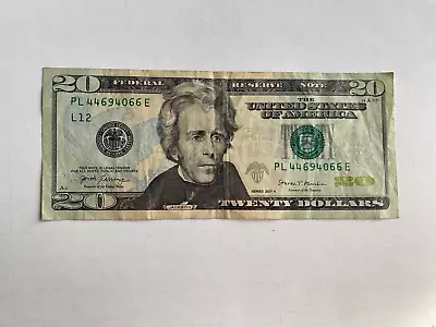 USA Real Money $20 Paper Money TWENTY DOLLARS Serial # PL 44694066 E Note 2017 • $29.99