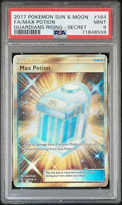 PSA 9 MINT Max Potion 164/145 S&M Guardians Rising Gold Secret Rare Holo Pokémon • $47.38
