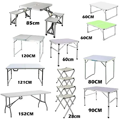 £13.30 • Buy Folding Table Portable Fold Up Tables Camping Garden Party Trestle Or 4pc Chairs