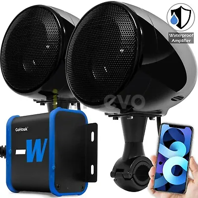 Waterproof Bluetooth Amplifier Motorcycle ATV Speakers Stereo Audio Radio System • $64.79
