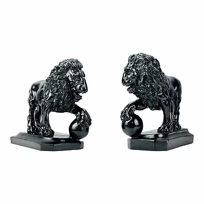 Medici Lions Cast Marble Sculpture Statue Copy Home Decor Black • $54.60