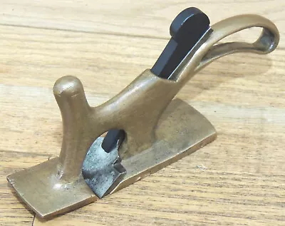 UNMARKED BRASS COACHMAKER’S TAIL HANDLED T RABBET PLANE W/COMPASSED SOLE • $119