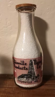 TRPQ Titusville Dairy Co. Pa Pennsylvania Round Quart WW2 War Bonds Milk Bottle • $125