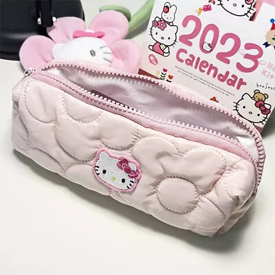 Cute Pink Hello Kitty Pencil Case Pen Pouch Storage Bag Cosmetic Makeup Bag Gift • $19.24