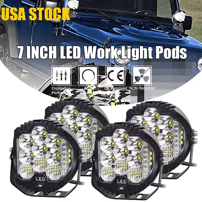 4PCS 7 Inch LED Work Light Car Pods Spot Flood Combo Offroad Driving Fog Lamp • $109.98