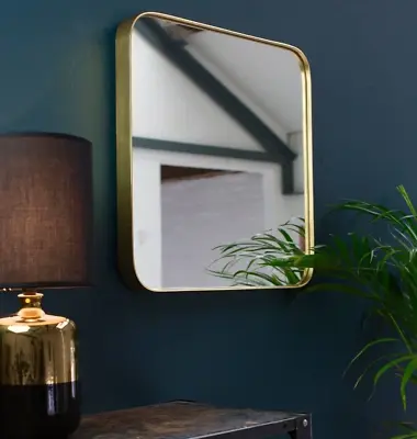 Modern Elegant Design Wall Mirror Gold Metal Free Style Frame Glass 40.5x50.5cm • £59.99