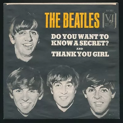 Beatles VINTAGE 1964 VJ ' DO YOU WANT TO KNOW A SECRET ' PICTURE SLEEVE ! NM-! • $7.50