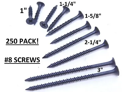 250! #8 Phillips Bugle Head Black Oxide HI-LO Coarse/Fine Drywall Wood Screws HN • $12.99