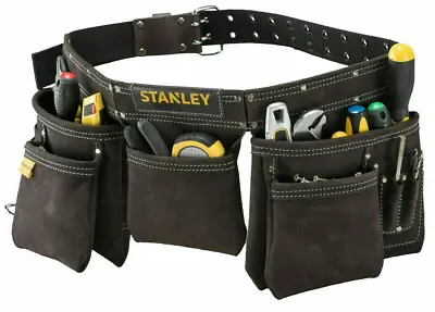 Stanley Leather Tool Apron Pouch Multiple Pockets 1-80-113 • £32.59