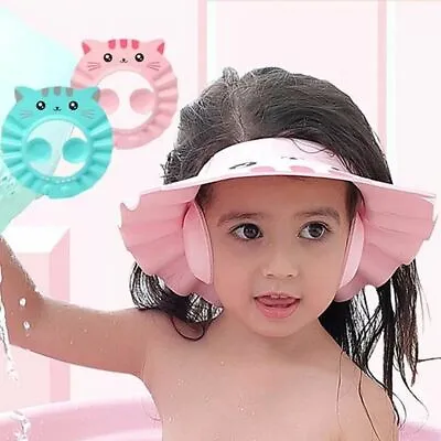 Adjustable Baby Shower Cap Baby Kids Children Bath Shampoo Shield Hat Wash Hair • £4.73