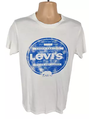 Mens Levi's Size Small S White Graphic Logo Casual Short Sleeve Crew T-shirt Tee • £7.99