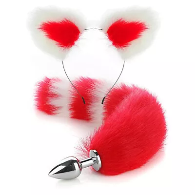 Headband Fox Cat Tail Sexy Romance Metal Plug Cute Soft Cat Ears Cosplay Toy UK • $22.99