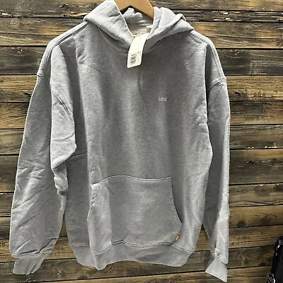 New Levis Strauss Sweater Mens Small Gold Tab Gray Logo Pullover Hoodie Grey • $38