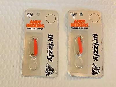 2 Vintage Andy Reekers Grizzly Fishing Trolling Spoons (Size 1)  New Old Stock • $14.95