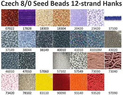 Czech 8/0 Preciosa Rocaille Glass Seed Beads 12-strand Hanks • $4.98