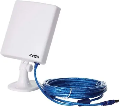 KuWFi Long Range Outdoor WiFi Netwok Adapter High Gain 14dBi Antenna 5M Cable • £44.12