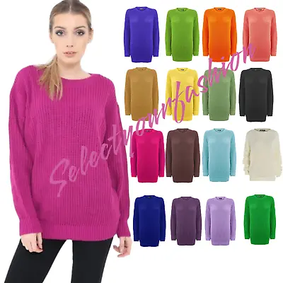 £13.49 • Buy Ladies Women Knitted Sweater Top Long Sleeve Over Sized Chunky Knit Baggy Jumper