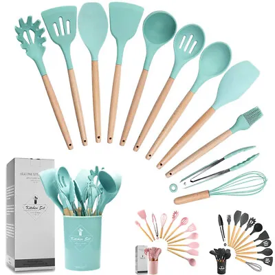 $34.79 • Buy 12pcs Set Non-Stick Silicone Kitchen Utensil Spatula Spoon Cooking Cookware Gift