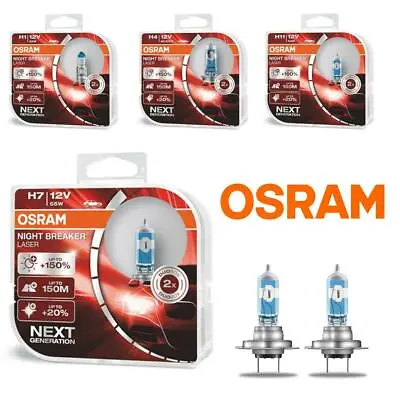 OSRAM H1 H4 H7 H8 H11 HB3 HB4  Night Breaker Laser +150% Car Headlight Bulbs • $25.20