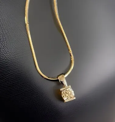 Solitaire Diamond Necklace In 9ct Yellow Gold 0.25ct Snake Chain Tension Set UK • £565.95
