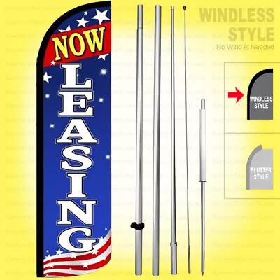 NOW LEASING - Windless Swooper Flag Kit 15' Feather Banner Sign Patriotic Bz-h • $64.95