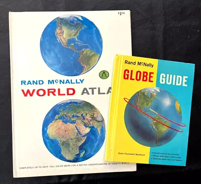 WORLD ATLAS & GLOBE GUIDE ~ Vintage Children's Rand McNally Books Giant & Elf • $15.99