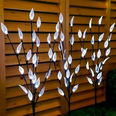 £11.19 • Buy 3Pcs GARDEN OUTDOOR ORNAMENTAL BRANCH 60 LED TREE LEAF SOLAR LIGHT BRIGHT NIGHT