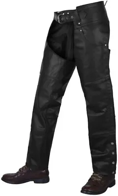 Motorcycle Black Mens Genuine Leather Riding Biker Chaps • $54.99