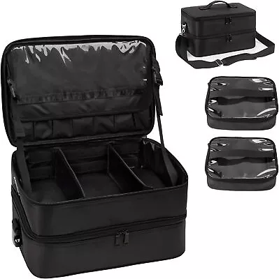 Extra Large Makeup Case Professional Artist Traveling Bag L Black  • $74.17