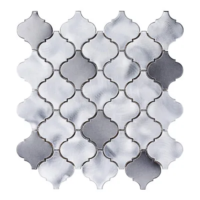 Arabesque Blended Gray Metallic Aluminum Mosaic Tile Kitchen Wall Backsplash • $21.49