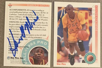 Harold Miner USC Basketball Star Pics Autograph Rookie Card Auto Baby Jordan 92 • $24.99