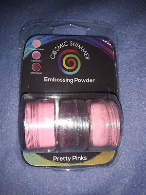 Cosmic Shimmer Embossing Powder. Pretty Pinks. 3 X 10ml. Flame Blush Plum. • £6.99