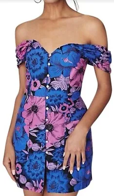 ALICE MCCALL Ready Steady Go Black Purple Blue Floral Mini Dress Size 14 • $99