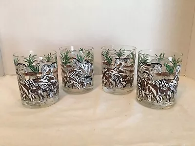 4 VTG MCM Cera Safari Jungle Animal Tiki Old Fashioned Glasses Barware • $45