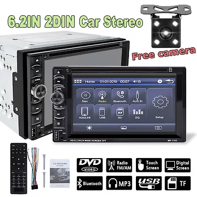 2 DIN 6.2  Car FM/AM Stereo Radio CD DVD Player Touch Screen Bluetooth • $106.62