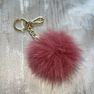 Rare Michael Kors Fur Pom Pom Key Fob Bag Charm Keychain Pink Mauve • $25