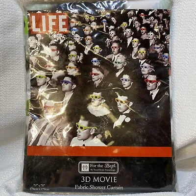 Shower Curtain LIFE Magazine 3D Glasses Movie Theater Hollywood New 50% Off • $12.80