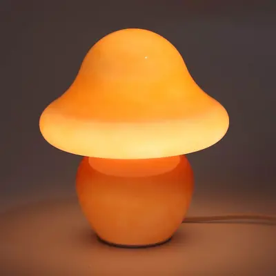 HEQET Mushroom Lamp Orange White Glass Table For  • $47.51