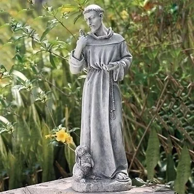 Saint Francis With Bunny Rabbit Garden Statue • $139.95