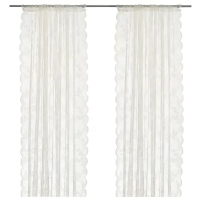 IKEA Net Curtains 1 Pair ALVINE SPETS Off-white 145x250 Cm  201.120.11 Pup10 • £22.09