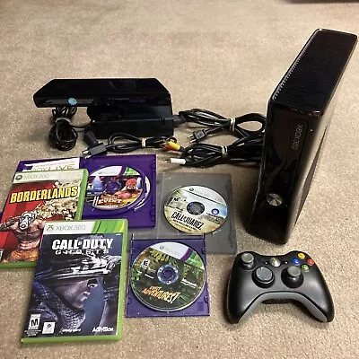 $105 • Buy Xbox 360 S Slim 250GB Console Bundle - 30 Games, OEM Controller, Kinect - TESTED