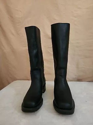 Frye Pull-on Black Knee-High Leather Boots Size 8.5 Medium. 15  Calf Diameter. • $185.99